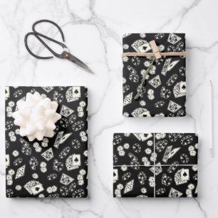 Glücksspiel Poker Straight Flush Karten Würfel Geschenkpapier Set