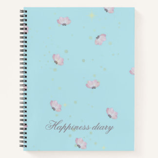 Glückstagebuch Pastell Blau Rosa Floral Gold Glanz Notizbuch