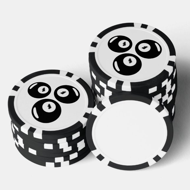 Glückszahl 111 Schwarze Bälle Pokerchips (Stapel)