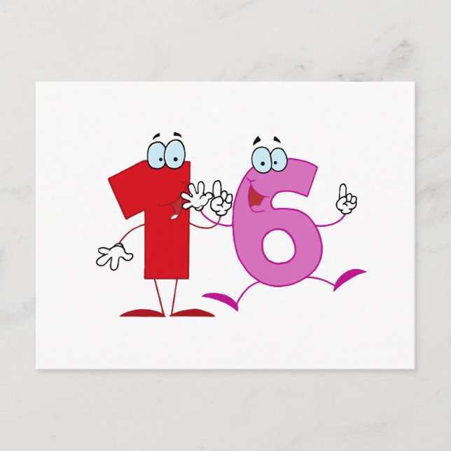 Glückszahl 16 postkarte (Vorderseite)