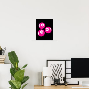 Glückszahl 4 rosa Bälle Poster