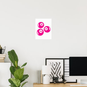 Glückszahl 4 rosa Bälle Poster