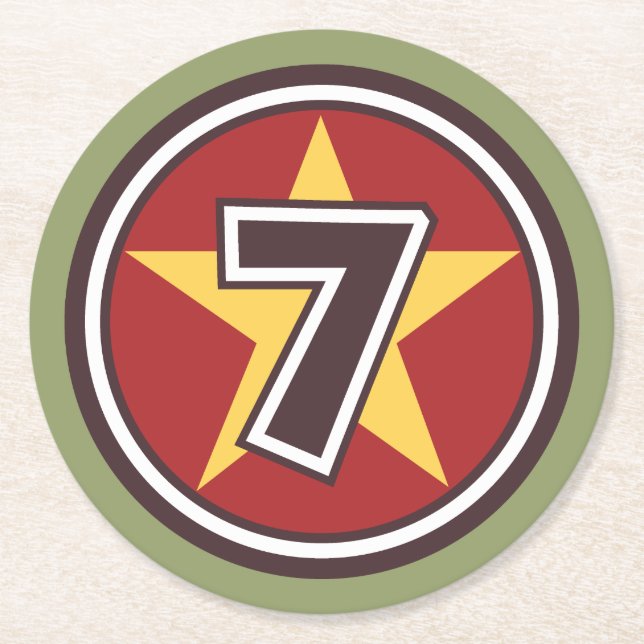 Glückszahl 7 runder pappuntersetzer (Vorderseite)