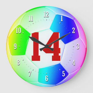 Glückszahl-Fußball-Fußball-bunte Wanduhr