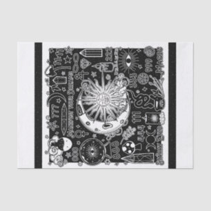 Glückszahlen-Manifestationsmagie Schwarz & Weiß Seidenpapier