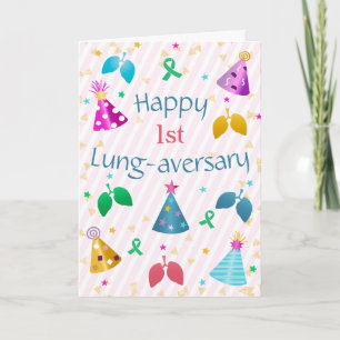 Glückwährender Lung-aversary Pink Stripe Custom Karte