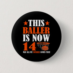 Glückwunsch 14. Geburtstag 14 Jahre alter Basketba Button