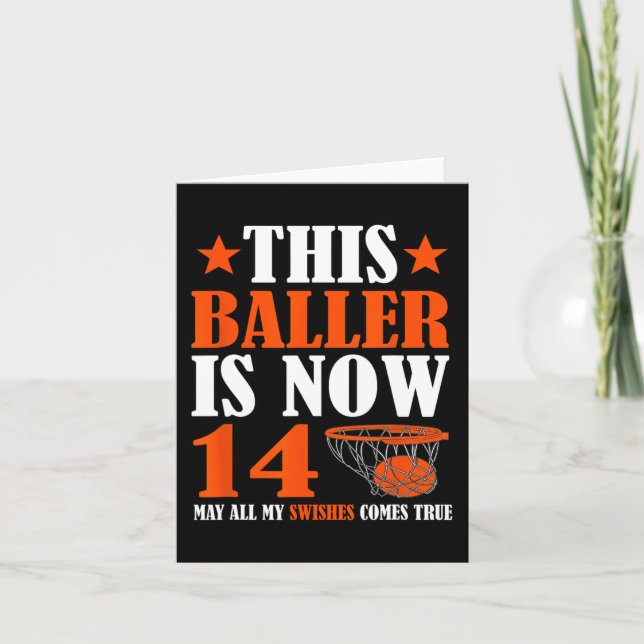 Glückwunsch 14. Geburtstag 14 Jahre alter Basketba Karte (Vorderseite)