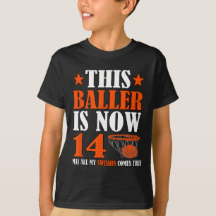 Glückwunsch 14. Geburtstag 14 Jahre alter Basketba T-Shirt