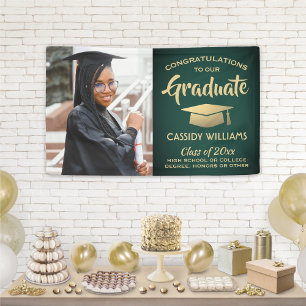 Glückwunsch 1 Foto Grün und Gold Moderner Abschlus Banner