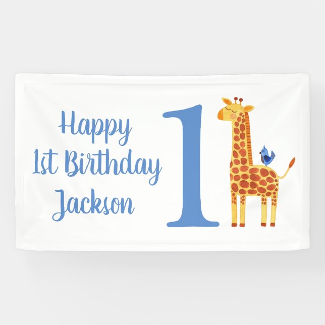 Glückwunsch 1. Geburtstag Giraffe Party Banner (Horizontal)