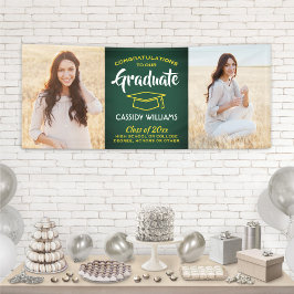 Glückwunsch 2 Foto Grün Gelber Abschluss Banner