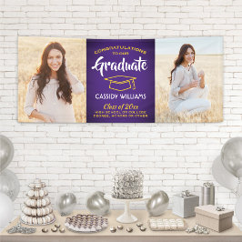 Glückwunsch 2 Foto Lila Gelbe Abschluss Banner