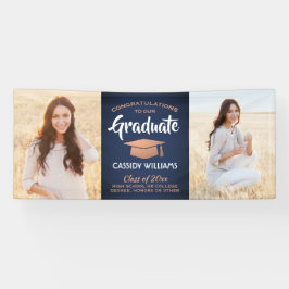 Glückwunsch 2 Foto Navy Blue White Copper Abschlus Banner