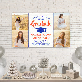 Glückwunsch 4 Foto Orange Blau und Weiß Abschluss Banner