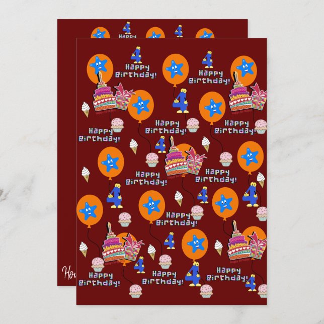 Glückwunsch 4. Geburtstag Einladung Geburtstag #4 (Vorne/Hinten)