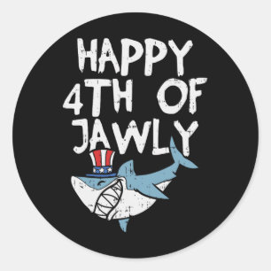 Glückwunsch 4. Jawly Shark Animal 4. Juli USA Pa Runder Aufkleber