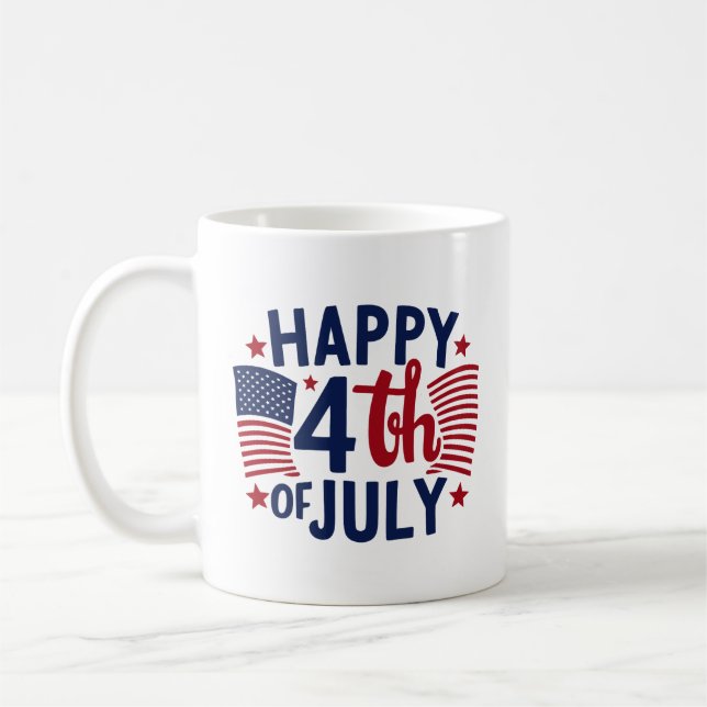 Glückwunsch 4. Juli American Flag Patriotic Kaffeetasse (Links)