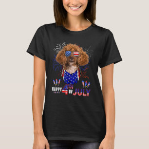 Glückwunsch 4. Juli American Flag Poodle Dog Sungl T-Shirt