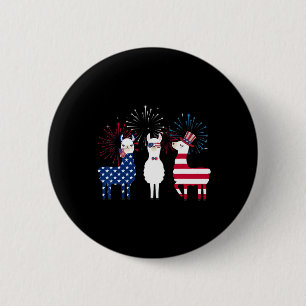 Glückwunsch 4. Juli American Flag Red White Llama Button