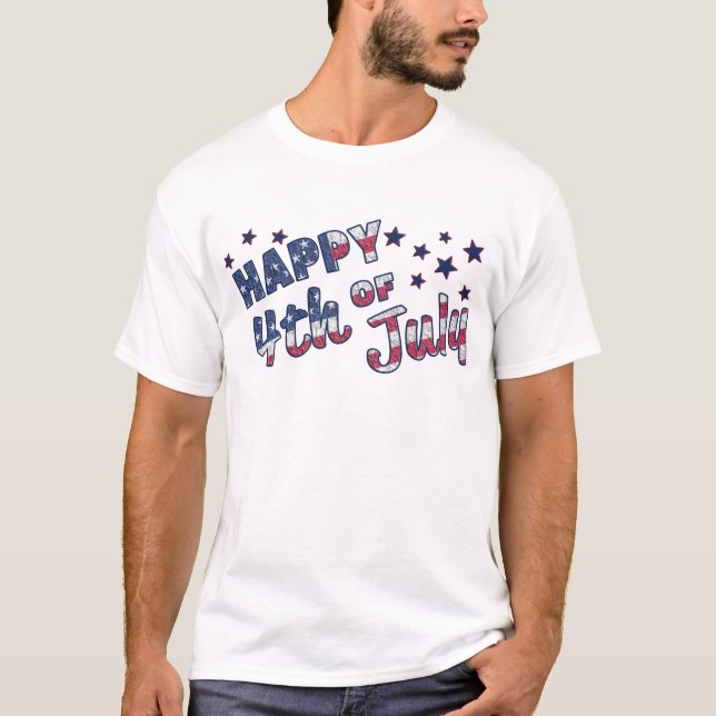 Glückwunsch 4. Juli American Flag T - Shirt (Vorderseite)