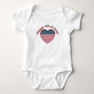 Glückwunsch 4. Juli American Heart Shaped Flag Baby Strampler