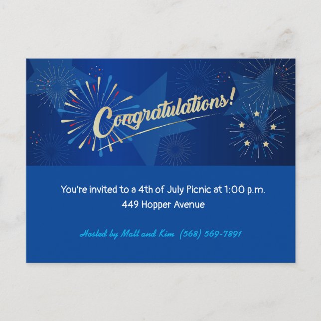 Glückwunsch 4. Juli American USA Flag Gratulation Postkarte (Vorderseite)