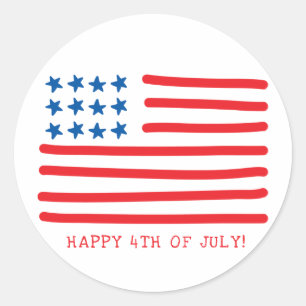 Glückwunsch 4. Juli Amerikanische Flagge mit Ha Runder Aufkleber