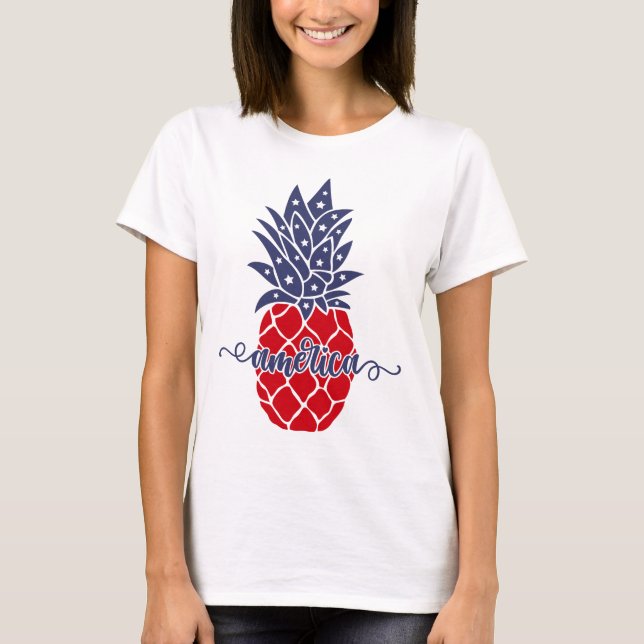 Glückwunsch 4. Juli Ananas America T-Shirt T - Shi (Vorderseite)