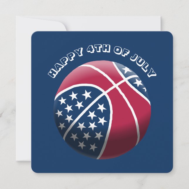 Glückwunsch 4. Juli Basketball Feiertagskarte (Vorderseite)