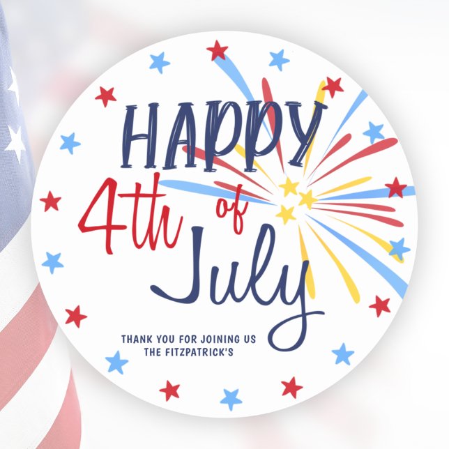 Glückwunsch 4. Juli Feier Party Runder Aufkleber (Happy 4th Of July Celebration Party Classic Round Sticker)