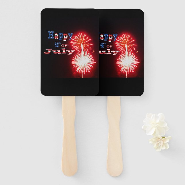 Glückwunsch 4. Juli Feuerwerk Fächer (Vorne und Hinten)