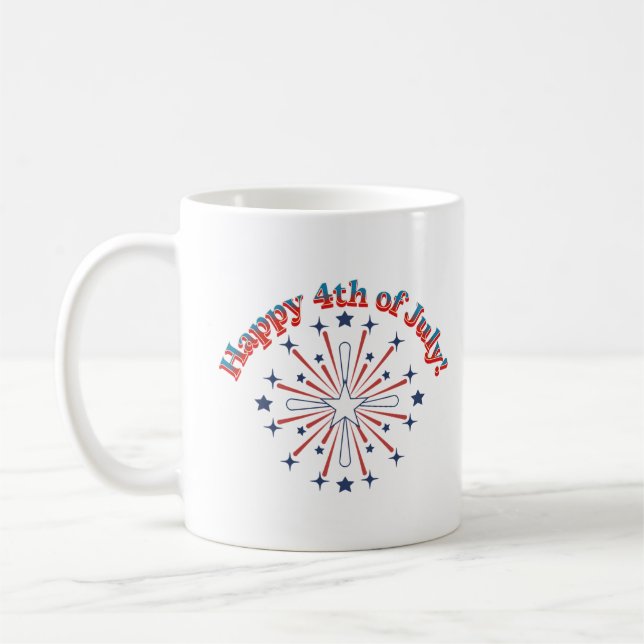 Glückwunsch 4. Juli Feuerwerk Kaffeetasse (Links)