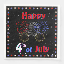 Glückwunsch 4. Juli Feuerwerk Serviette