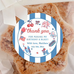 Glückwunsch 4. Juli Fireworks GRILLEN Party Sticke Runder Aufkleber