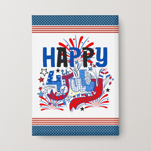 Glückwunsch 4. Juli Fireworks USA-63261 Button (Vorderseite)