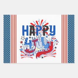 Glückwunsch 4. Juli Fireworks USA-63261 Geschenkpapier Set