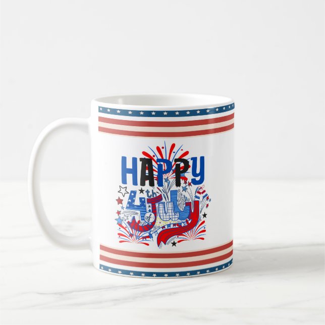Glückwunsch 4. Juli Fireworks USA-63261 Kaffeetasse (Links)