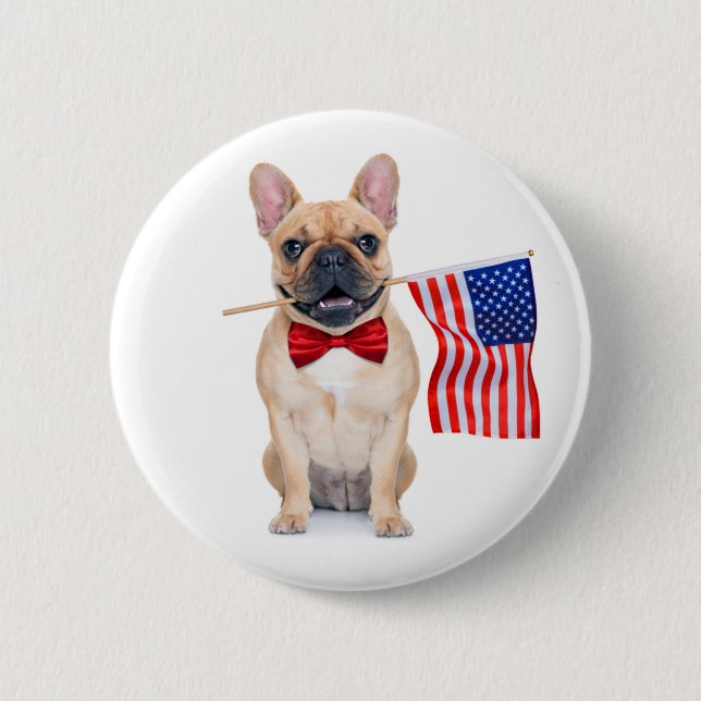 Glückwunsch 4. Juli Französischer Bulldog   Button (Vorderseite)