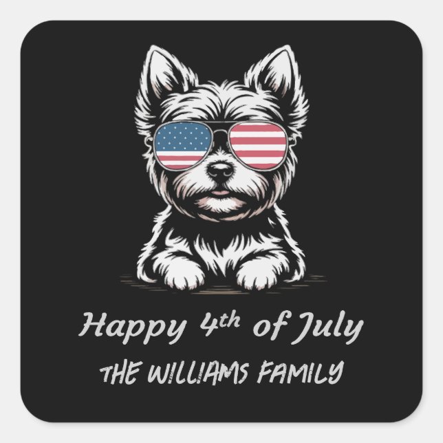 Glückwunsch 4. Juli - Funny Patriotic Dog Sticker (Vorderseite)