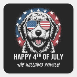 Glückwunsch 4. Juli - Funny Patriotic Dog Sticker