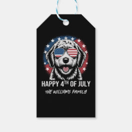 Glückwunsch 4. Juli - Funny Patriotic Dog Sticker Geschenkanhänger