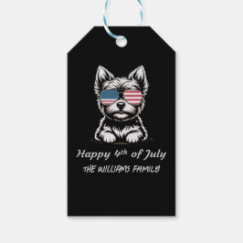 Glückwunsch 4. Juli - Funny Patriotic Dog Sticker Geschenkanhänger