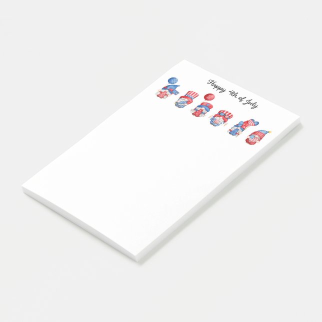 Glückwunsch 4. Juli Gnomes Post-it Klebezettel (angewinkelt)