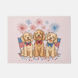Glückwunsch 4. Juli Goldendoodle Hunde Feuerwerk Fußmatte