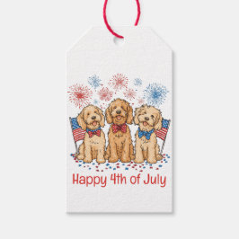 Glückwunsch 4. Juli Goldendoodle Hunde Feuerwerk Geschenkanhänger