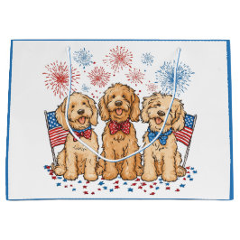 Glückwunsch 4. Juli Goldendoodle Hunde Feuerwerk Große Geschenktüte