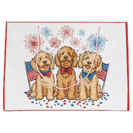 Glückwunsch 4. Juli Goldendoodle Hunde Feuerwerk Große Geschenktüte