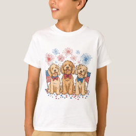 Glückwunsch 4. Juli Goldendoodle Hunde Feuerwerk T-Shirt