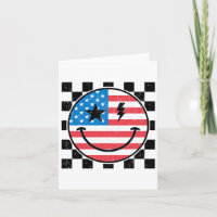 Glückwunsch 4. Juli Groovy Smile Face Red White Bl